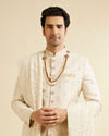 Cloud Cream Medallion Patterned Sherwani Set