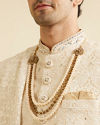 Manyavar Men Cloud Cream Medallion Patterned Sherwani Set