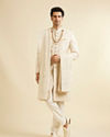 Manyavar Men Cloud Cream Medallion Patterned Sherwani Set