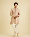 Manyavar Men Rust Pink Self Design Sherwani