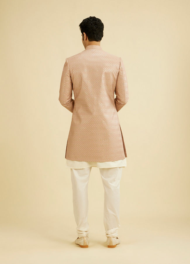 Manyavar Men Rust Pink Self Design Sherwani