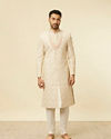 alt message - Manyavar Men Antique White Jaal Patterned Sherwani Set image number 2