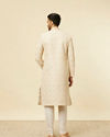 alt message - Manyavar Men Antique White Jaal Patterned Sherwani Set image number 4