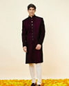 Manyavar Men Cherry Wine Stone Work Sherwani