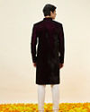 Manyavar Men Cherry Wine Stone Work Sherwani