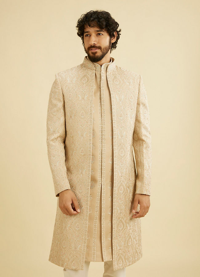 Manyavar Men Regal Fawn Open Sherwani