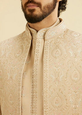 Manyavar Men Regal Fawn Sherwani image number 1