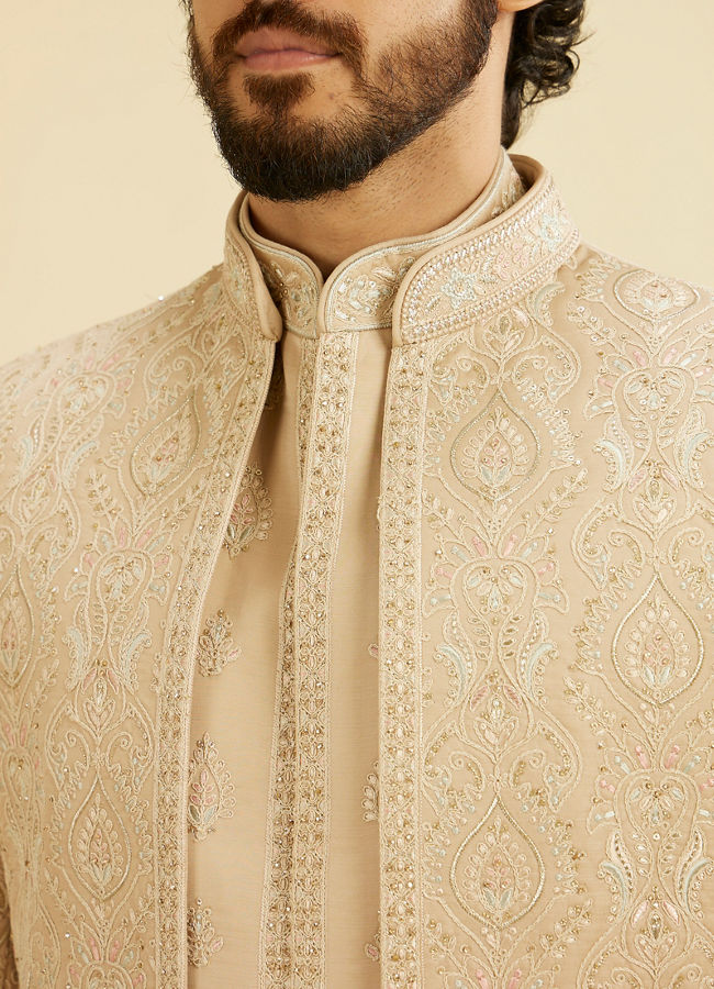 alt message - Manyavar Men Regal Fawn Sherwani image number 1