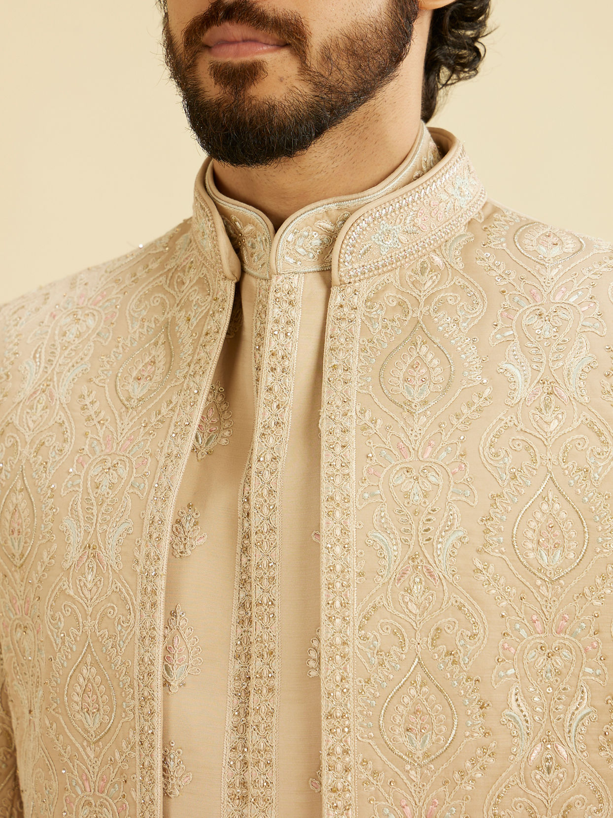 alt message - Manyavar Men Regal Fawn Sherwani image number 1