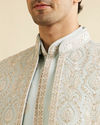Manyavar Men Light Grey Shankh Motif Open Sherwani Jacket Set
