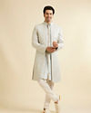 Manyavar Men Light Grey Shankh Motif Sherwani Jacket Set