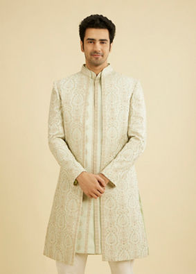 Manyavar Men Emerald Splendor Open Sherwani