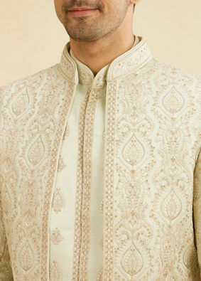 Manyavar Men Emerald Splendor Open Sherwani