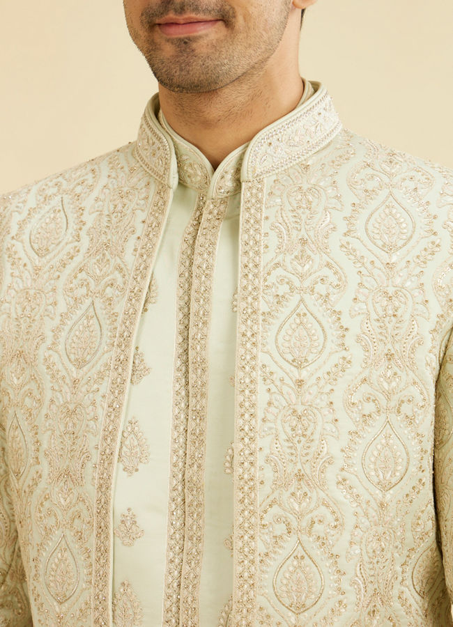 Manyavar Men Emerald Splendor Open Sherwani