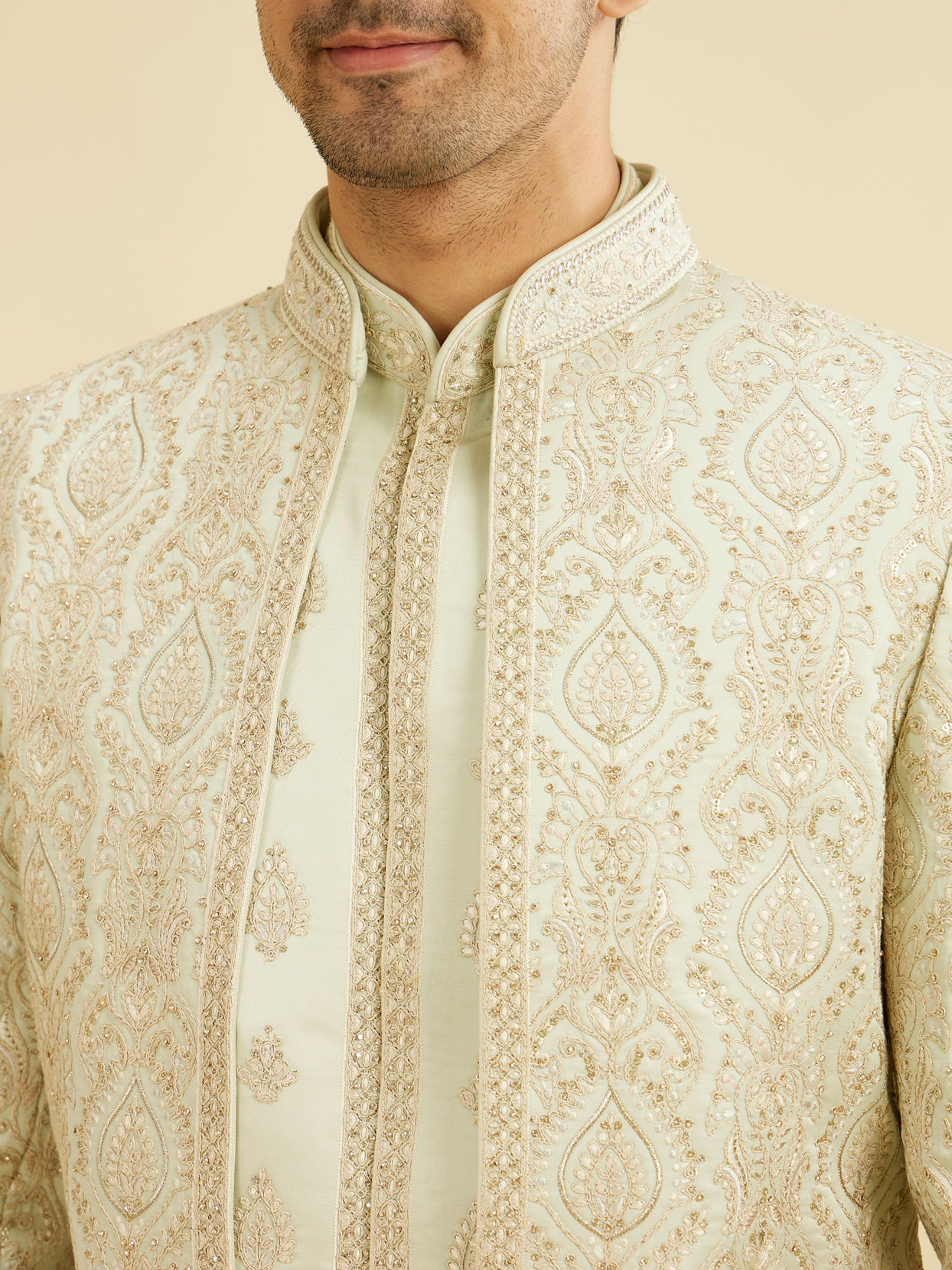 Manyavar Men Emerald Splendor Open Sherwani