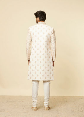 alt message - Manyavar Men Peach Buta Patterned Sherwani Set image number 4