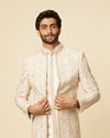 Peach Buta Patterned Sherwani Set image number 0