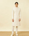 Manyavar Men Off White Floral Jaal Patterned Sherwani Set
