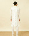Manyavar Men Off White Floral Jaal Patterned Sherwani Set