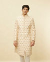 alt message - Manyavar Men Biscuit Beige Aari Embroidered Sherwani Set image number 0