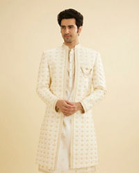 Manyavar Men Warm White Sherwani Ensemble