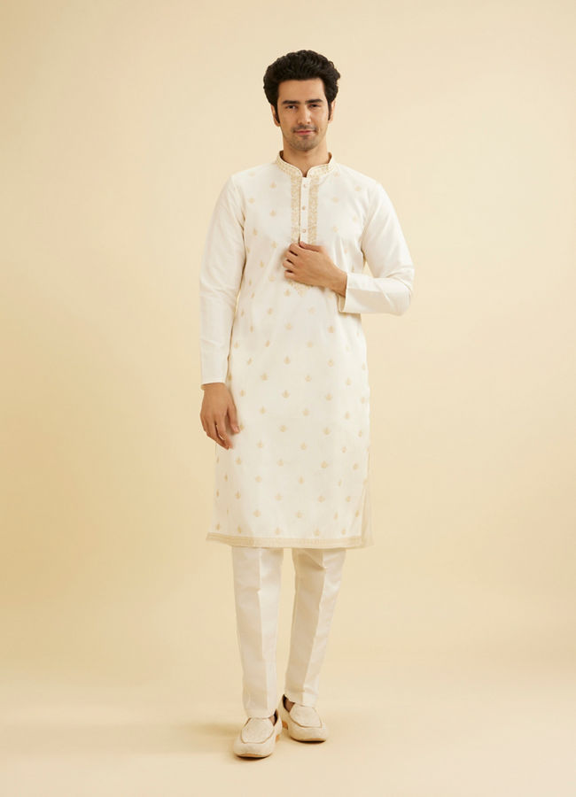Manyavar Men Warm White Sherwani Ensemble