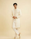 Manyavar Men Warm White Sherwani Ensemble