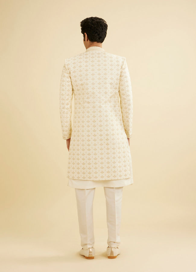 Manyavar Men Warm White Sherwani Ensemble