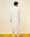 Manyavar Men Off White Harelquin Patterned Sherwani Set