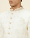 Manyavar Men Off White Harelquin Patterned Sherwani Set