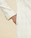 Manyavar Men Off White Harelquin Patterned Sherwani Set