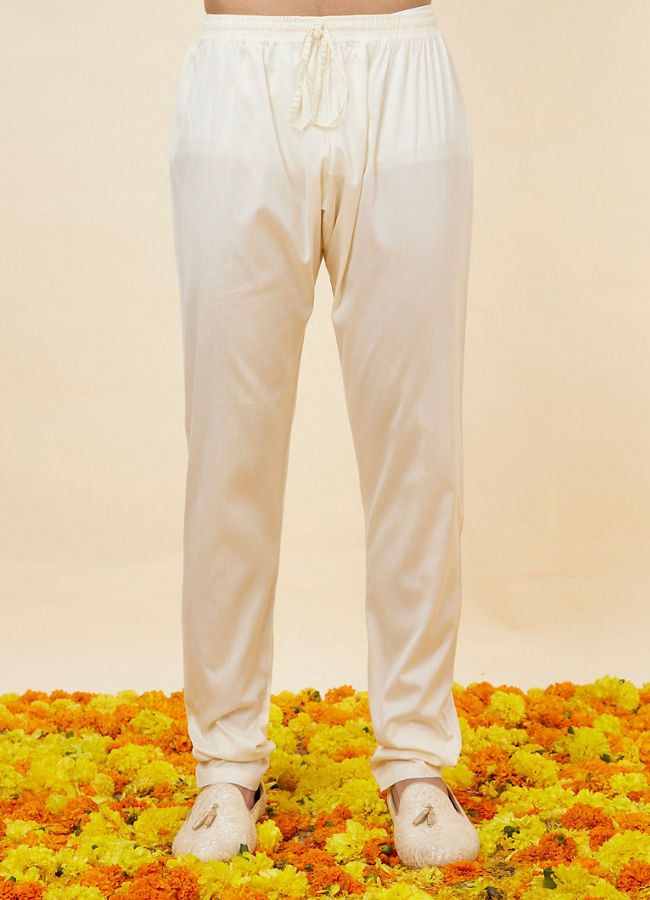 Manyavar Men Off White Harelquin Patterned Sherwani Set