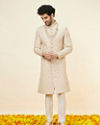 Biscuit Beige Floral Jaal Patterned Sherwani Set image number 2