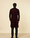 Manyavar Men Mauve Wine Paisley Printed Sherwani Set