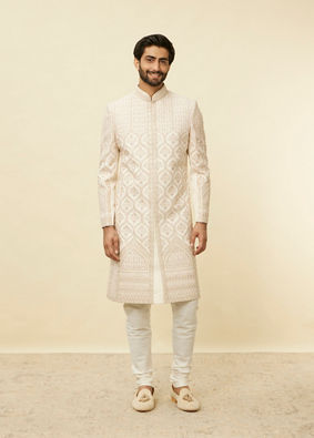 Manyavar Men Sand Beige Aari Embroidered Sherwani Set image number 2