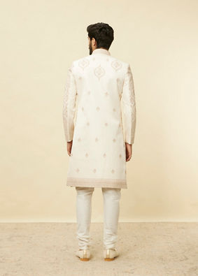 Manyavar Men Sand Beige Aari Embroidered Sherwani Set image number 4