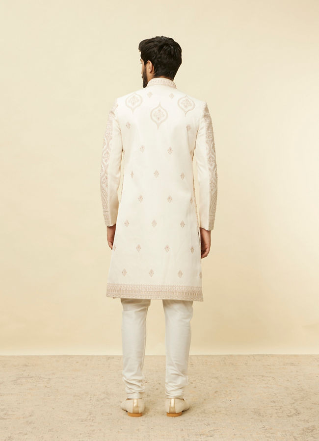 Manyavar Men Sand Beige Aari Embroidered Sherwani Set