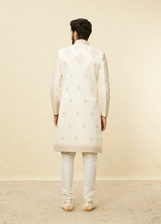 Manyavar Men Sand Beige Aari Embroidered Sherwani Set image number 4