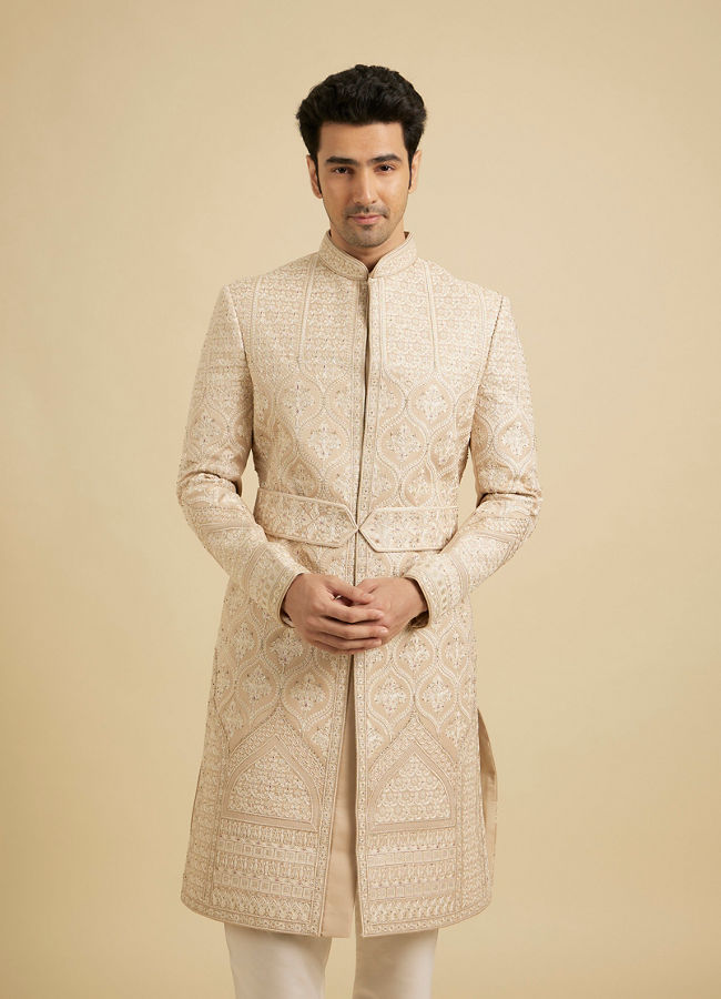 Manyavar Men Fawn Festive Sherwani image number 0