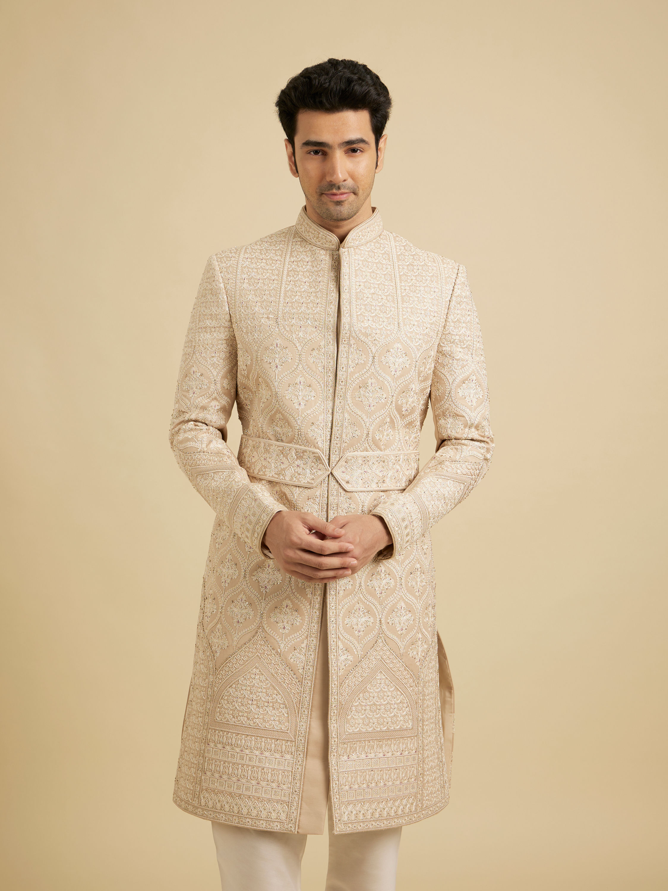 Manyavar Men Fawn Festive Sherwani