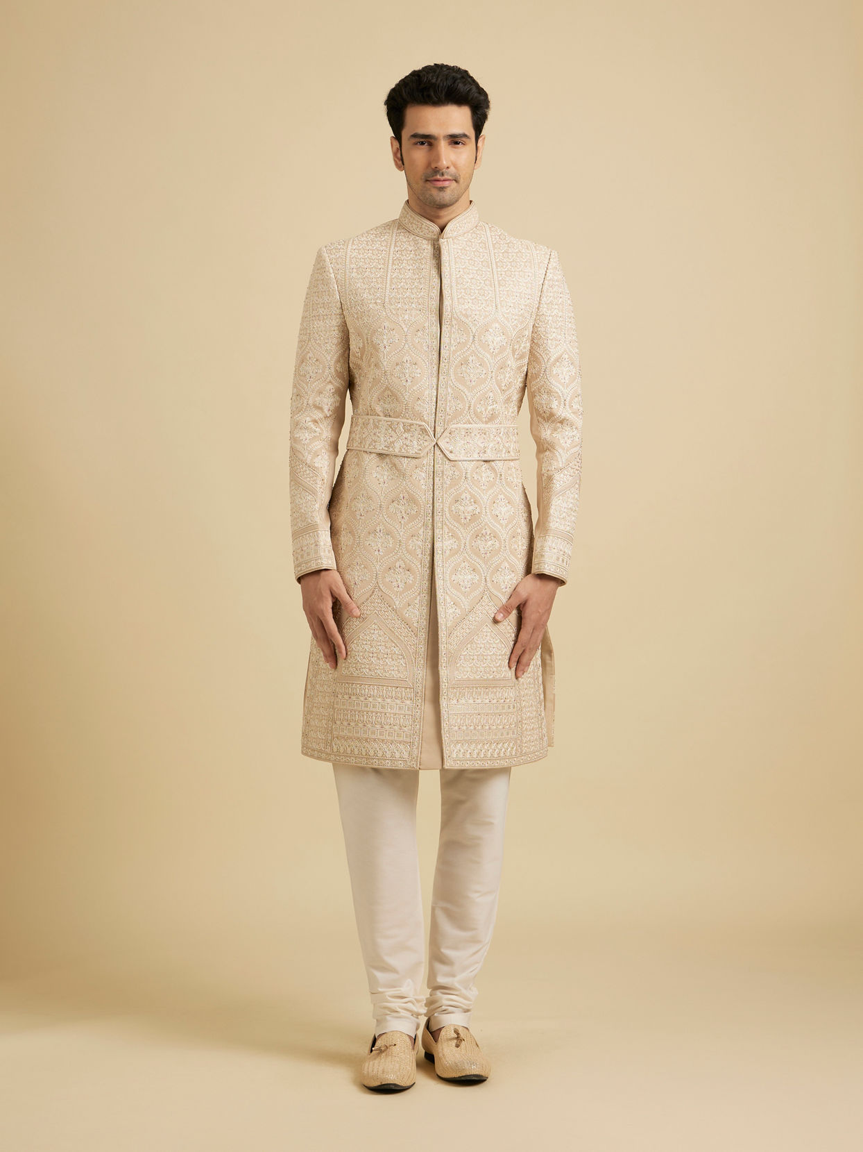 Manyavar Men Fawn Festive Sherwani