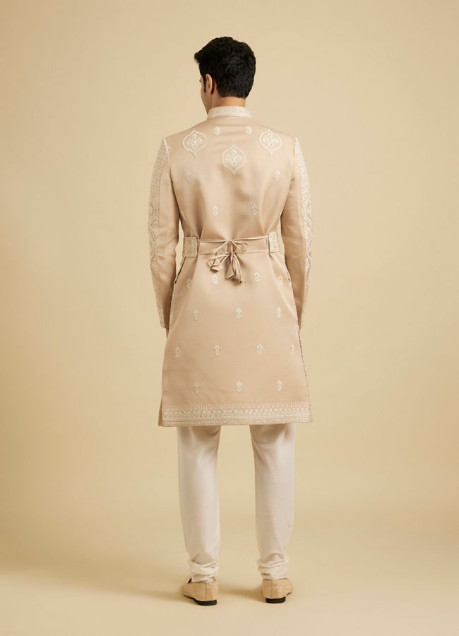 Manyavar Men Fawn Festive Sherwani image number 4