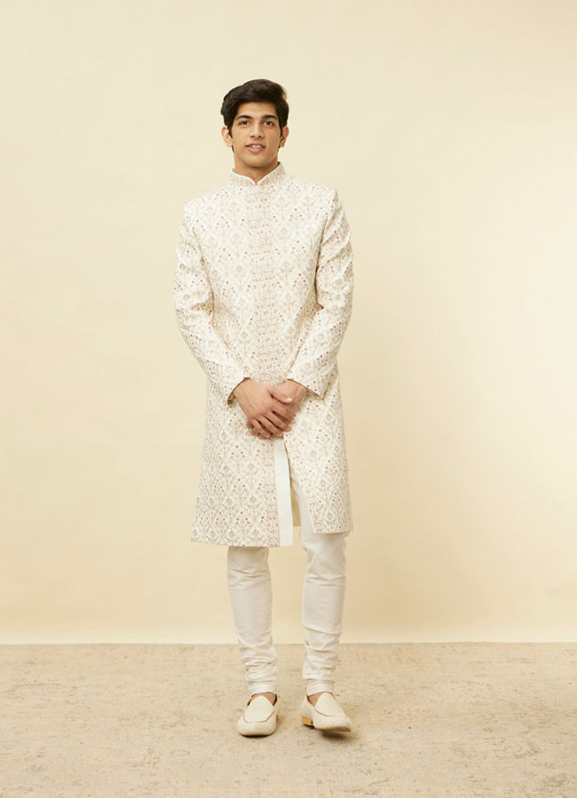 Primrose Pink Aari Embroidered Sherwani Set image number 2