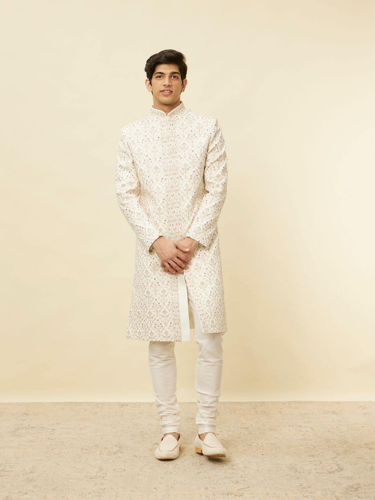 Primrose Pink Aari Embroidered Sherwani Set image number 2