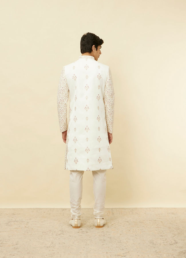 Manyavar Men Primrose Pink Aari Embroidered Sherwani Set