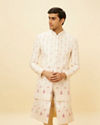Cream Pink Imperial Jaal Patterned Sherwani Set image number 0