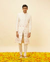 Cream Pink Imperial Jaal Patterned Sherwani Set image number 2