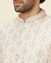 Manyavar Men Warm White Floral Trellis Patterned Sherwani Set