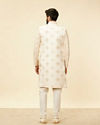 Manyavar Men Rose Pink Imperial Jaal Patterned Layered Sherwani Set