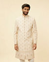 Rose Pink Imperial Jaal Patterned Layered Sherwani Set